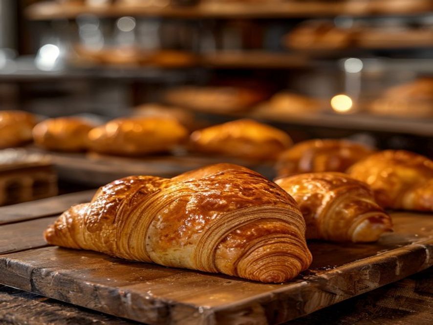 Croissants e facturas dourados